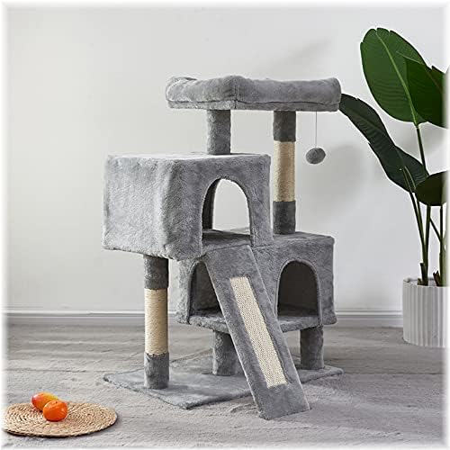 חתול מגדל, 34.4 סנטימטרים חתול עץ עם גירוד לוח, 2 יוקרה דירות, גורים פעילות מגדל, יציב וקל להרכיב,