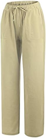 מכנסי מכנסיים נוחים מכנסי פשתן כותנה מכנסיים רופפים מכנסי טרנינג יומיים מכנסיים פשוטים עם כיס