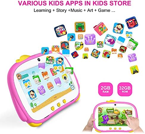 אגוטק פינגווין טאבלט לילדים אנדרואיד, טאבלט 7 אינץ 'ליבה לילדים עם WiFi, Android 10 OS, התקין