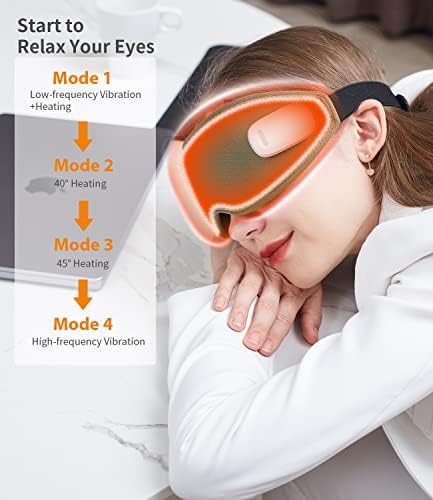 JXP 3 ב 1 מסכת שינה, עיסוי עיניים אלחוטי נטען עם חום ורטט, מסכות עיניים מחוממות לעיניים יבשות, עיגולים כהים