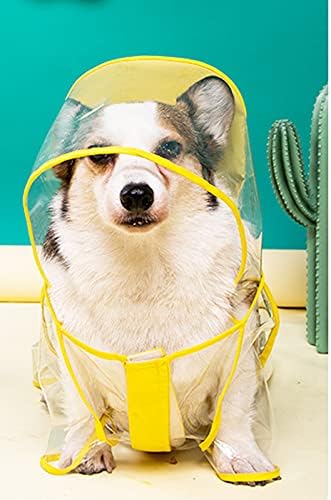 Chezabbey Dog מעיל גשם שקוף עם חיות מחמד ברדס מחמד גשם אטום למים כלבים מתכווננים פונצ'ו גשם ללבוש