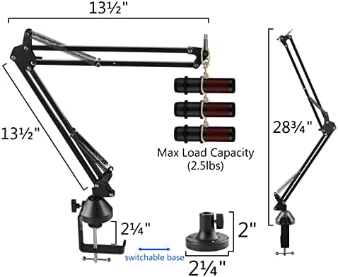גיקריה ליוצרים זרוע מיקרופון תואמת להיפרקס קוואדקאסט, קוואדקאסט ס, זרוע בום מיקרופון סולוקאסט עם מתאם הרכבה לאוגן