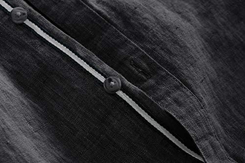 טאוליואן גברים של פשתן ארוך שרוול חולצות כפתור למטה מנדרינית צווארון מזדמן רגיל מתאים שמלת חולצות