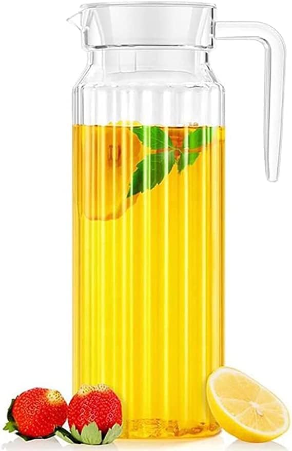 ארולו זכוכית שקוף מקרר מים מיצי פירות ליקרים כד עם מכסה 1.2 ליטר קיבולת