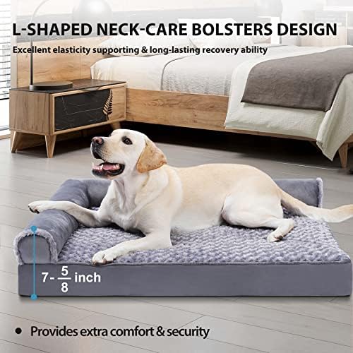 מיטת כלב אורטופדית מפוארת בצורת קטיפה מיטות ספה לכלבים עם בטנה עמידה למים לחזק ספת שינה לכלבים עם