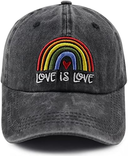אהבה היא אהבה קשת כובע לגברים נשים, מצחיק מתכוונן כותנה רקום להטב גאווה בייסבול כובע