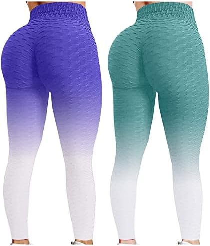 מכנסי יוגה של NYYBW לנשים 2 חלקים מכנסי יוגה מותניים גבוהים חותלות אתלטיות מכנסי כושר מכנסי מכנסי