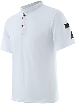 פולו גולף לגברים, חסימת צבע מזדמנים של גברים ארוגים 7 חולצת טריקו עם שרוולים קצרים מודפסים