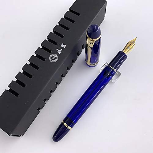 ארופה יונגשנג 699 מילוי ואקום מזרקת עט בינונית עם קופסה מקורית - אקריליק כחול שקוף