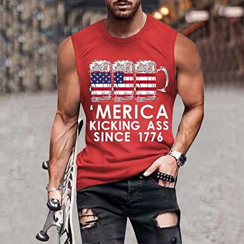 ZDDO 4 ביולי שרירי גברים שרירים גופיות פטריוטיות חולצות אימון ללא שרוולים קיץ אתלטי 1776 טנקי כושר דגל