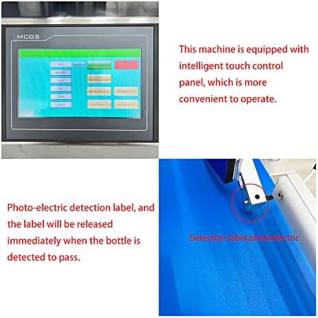 LGXENZHUO מסוע שולחני אוטומטי בקבוק עגול מכונה תיוג במהירות גבוהה עם מתג עצירת חירום ומסך מגע