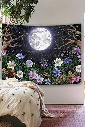 קיר שטיחי גן אסתטי של ניזוז קיר קיר קיר, נוף לילה עם צמחים צבעוניים שטיחים פרחוניים לחדר שינה עיצוב בית רב צבע