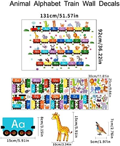 מדבקות קיר לילדים מדבקות אלף -בית - רכבת בעלי חיים ABC קיר קיר מדבקות קיר כיתות מדבקות קיר חינוכי למדבקות