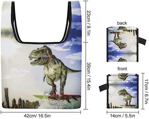 שקיות קניות לגלוש דינוזאור מתקפלות שקית מכולת לשימוש חוזר לתיק מכולת מתקפל לכיס צמוד
