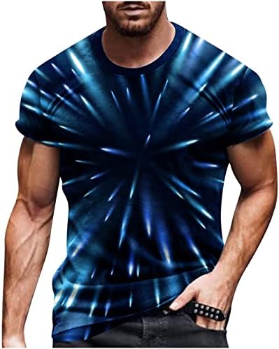 גברים אשליה אופטית חולצות טריקו אופנה קיץ שרוול קצר דפוס מודפס חולצות צוואר עגול