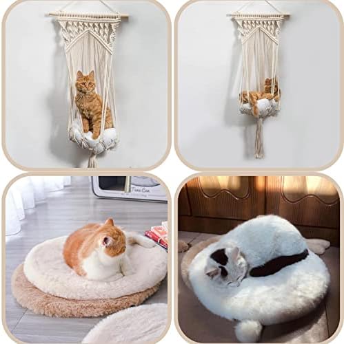 מקרמה חתול ערסל-מקרמה חבל לחיות מחמד חתול קיר ערסל יד ארוג חתול נדנדה שטיח מיטת חתול מוט קיר
