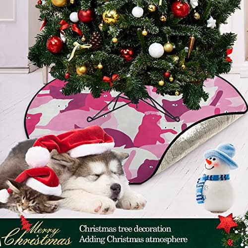 ViseSunny עץ חג מולד מחצלת בחתולי בסגנון צבאי מעמד עץ עץ מחצלת מגן רצפת סופג עץ עץ מחצלת מגש לחג ההודיה עונתי