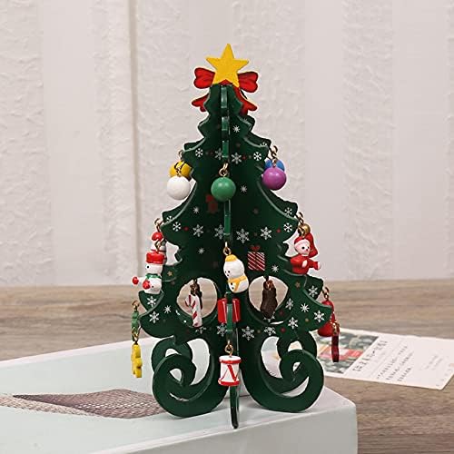 Yesbay שולחן עבודה עץ חג המולד מצחיק שולחן עבודה מעץ עץ חג המולד מעץ עדין יישום רחב מיניאטורה 1 סט ירוק