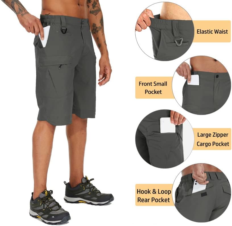 מכנסיים קצרים טקטיים יבש של Navekull מהיר משקל קל משקל קלות עבודה חיצונית מכנסי מטען טיולים קצרים