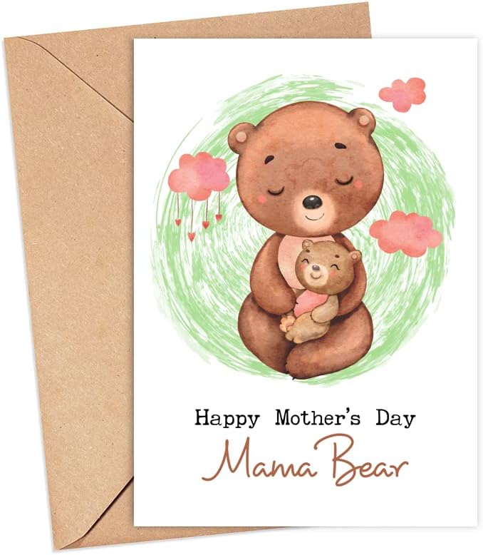 לאמא דוב קלף יום האם שמח - אימא דוב קלף - חיבוק דוב מכרטיס אמא - כרטיס לאמא - רעיון מתנה של יום האם חמוד - כרטיס