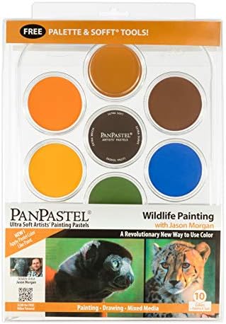 Panpastel 30082 Jason Morgan 10 Color Ultra אמן רך פסטל פסטל ערכת ציור חיות בר עם כלים ופלטה של ​​Sofft