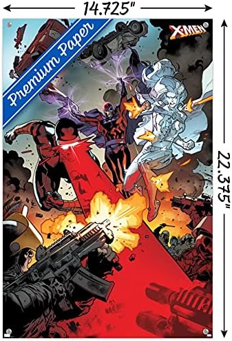 מארוול קומיקס - ה- X -Men - Cyclops מגנטו אמה קיר קיר עם סיכות דחיפה