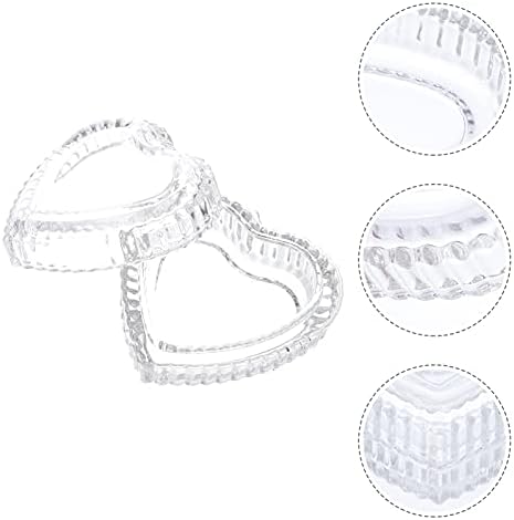 Besportble זכוכית קריסטל קופסת אחסון בצורת לב, תכשיטים רטרו קופסת קופסת קופסת קופסת קופסה עם מכסה