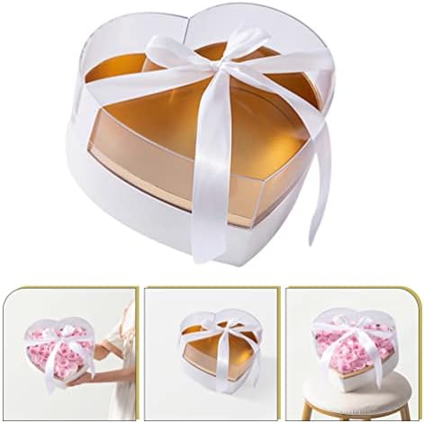 קופסת אחסון בצורת לב פרח קופסה בצורת לב קופסת מתנה קופסת אריזה אקרילית מיכל סידור פרחים מיכל ליום האהבה,