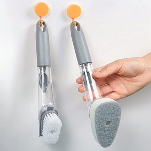 מברשת מברשת קרצוף כלים רב -פונקציונלית עם מתקן נוזלים, מברשת נקייה של שטיפת כלים עם מתקן סבון