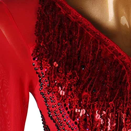 נשים נצנצים אולם נשפים טנגו וואלס סטנדרט שמלת ריקוד תחרות חלקה אדומה