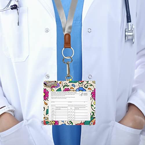כיסוי מחזיק כרטיס חיסון 4 * 3 גולגולת פרחי מגן כרטיס חיסון עם שרוך מגן כרטיס חיסון מחזיק כרטיס גותי