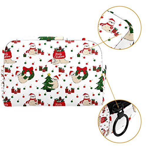 Leveis Sloth Santa Claus עם מתנות שקית איפור קטנה שקית לטיולי ארנק תיק קוסמטי תיק ניידים לנשים מתנות