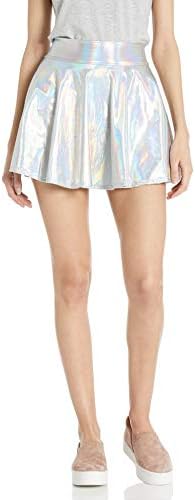 חצאית מחליק הולוגרפית אופל - תוצרת ארהב - חצאית נלהבת גבוהה במותניים