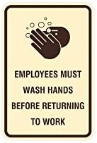 שלטים על דיוקן Bylita, עובדים עגולים חייבים לשטוף ידיים לפני שהם חוזרים לשלט עבודה עם סרט דבק, הרכבה