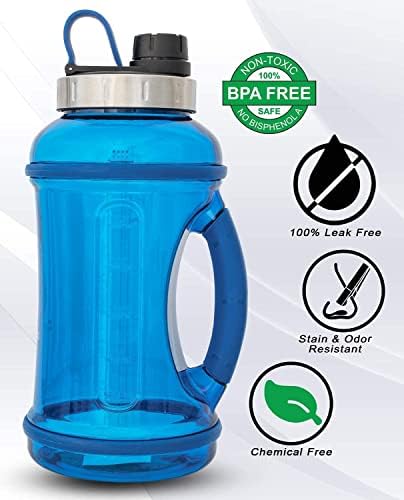 דר הידרו חצי גלון בקבוק מים עם שרוול אחסון וידית סיליקון - BPA ללא 1/2 ליטר בקבוק מים עם קש לספורט,