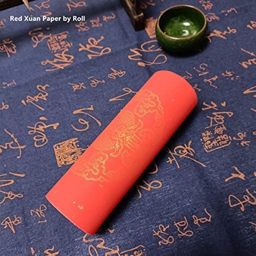Kymy Red Xuan נייר גליל עם דגים, נייר קליגרפיה סיני עם 17 סמק 20, מגילות פסטיבל אביב נייר אדום, מצמדים