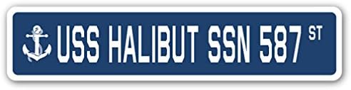 USS Halibut SSN 587 שלט רחוב US US Ship Ship מתנת סיילור ותיק