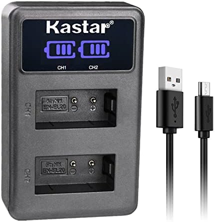 Kastar EN-EL20 LED2 מטען סוללות USB תואם ל- Nikon Coolpix P950, Nikon Coolpix P1000, Nikon Coolpix A, Nikon 1