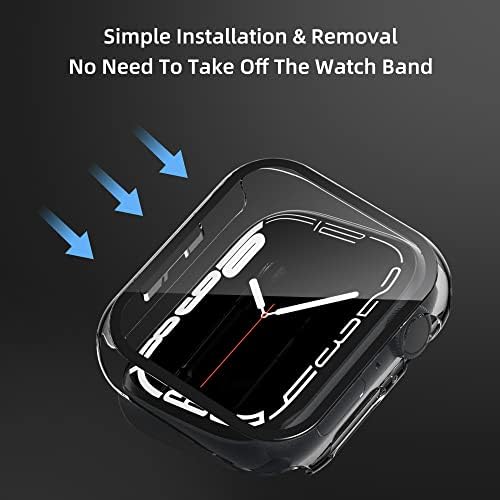 LFAND 2 חבילות תואמות ל- Apple Watch Series 7 45 ממ מארז עם אביזרי מגן מסך זכוכית, מסביב מחשב קשה מארז סך הכל