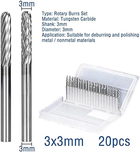 Htawi Tungsten Carbide Rotary Burrs 3x3mm Rotary Tools אביזרי Singe Cut and Cut Cut Cut כפול 1SE