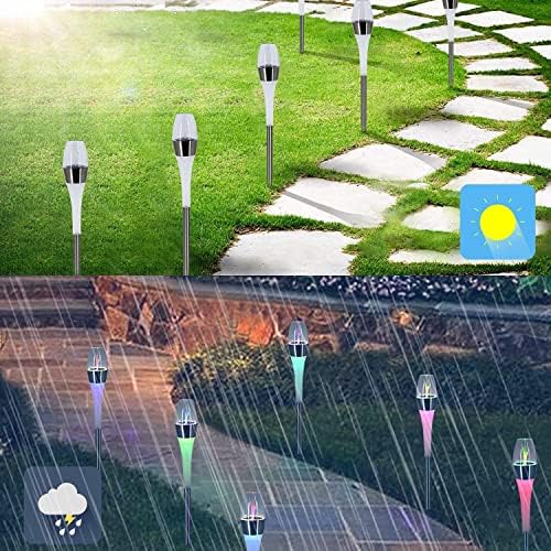 אורות סולאריים של פרלסטאר אורות גן חיצוניים אורות מסלול 4 פאק LED תאורת נוף עמיד למים לנתיב דשא חצר פטיו
