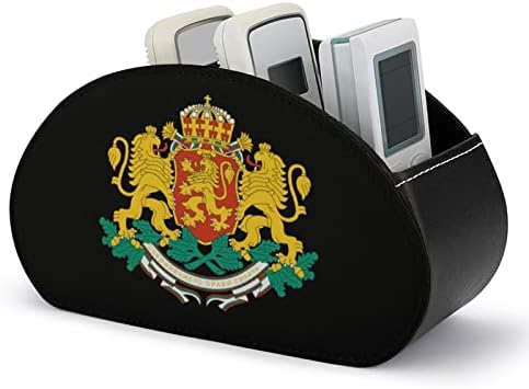 מעיל זרועות של בולגריה טלוויזיה שלט רחוק מחזיק עם 5 תאים עור מפוצל תיבת אחסון ארגונית עבור ציוד משרדי