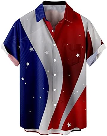 חולצות גברים של ימוסרה 4 ביולי חולצות פטריוטיות לגברים כפתור שרוול קצר למטה חולצות הוואי מזדמנים, M-4XL