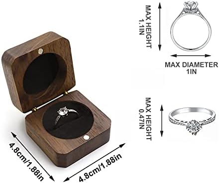 Tequiero חריץ יחיד קופסת טבעת עץ טקס חתונה טקס טבעת קופסא קופסת אירוסין ארגוס