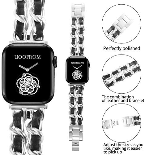 צמיד uoofrom תואם ללהקה של Apple Watch לנשים 38 ממ 40 ממ 42 ממ 44 ממ נשים צמיד תכשיטים בעבודת יד לצמיד