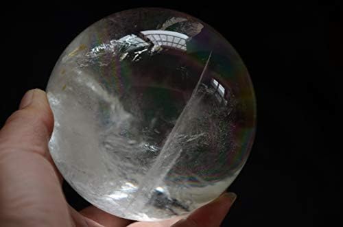 Tibet Real Himalayan גובה גבוה גביש ברור גביש קשת קוורץ כדור כדור אורב 3.42 אינץ 'ריפוי רייקי רוחני