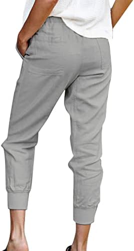 Grge Beuu נשים צבע אחיד מכנסי קפרי מזדמנים עם מותניים גבוהים רצים רזים קצוצים מכנסי טרנינג מכנסיים עם
