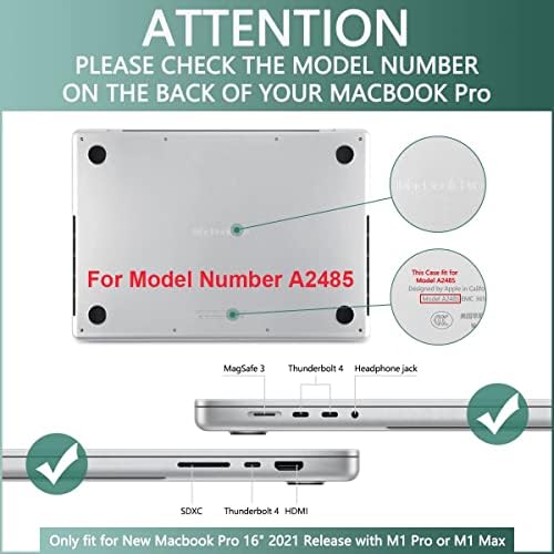 CISSOOK CLEAR COVER עבור MacBook Pro 16 אינץ '2021 2023 שחרור דגם A2485 A2780, מארז פגז קשה שקוף