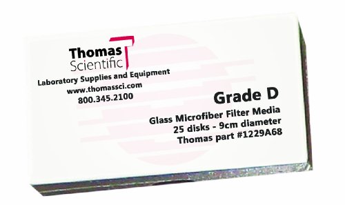 תומאס ד9000-4 בורוסיליקט זכוכית מיקרופייבר מסנן, 2.7 מיקרון, זרימה מהירה, כיתה ד, 9 סנטימטר קוטר