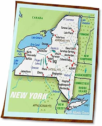 3DROSE FLORENE DECOR II - מפה ממוסגרת של מדינת ניו יורק - מגבות